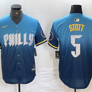 MLB Phillies 5 Bryson Stott Blue City Connect Nike Cool Base Men Jersey