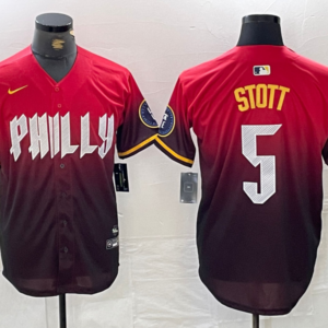 MLB Phillies 5 Bryson Stott Red 2024 City Connect Nike Cool Base Men Jersey