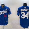 MLB Dodgers 34 Toro Valenzuela Blue 2024 World Series Nike Cool Base Men Jersey