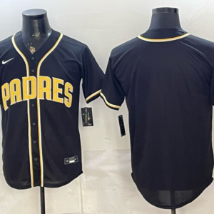 San Diego Padres Blank Black Gold Cool Base Men Jersey