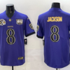 Nike Ravens 8 Lamar Jackson Purple Gold Vapor Limited Men Jersey with Patch