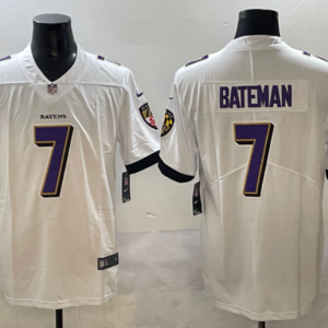 Nike Ravens 7 Rashod Bateman White Logo Vapor Limited Men Jersey
