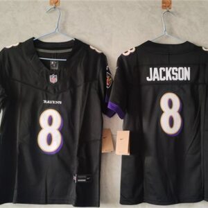 Nike Ravens 8 Lamar Jackson Black F.U.S.E. Vapor Limited Women Jersey(Run Small)
