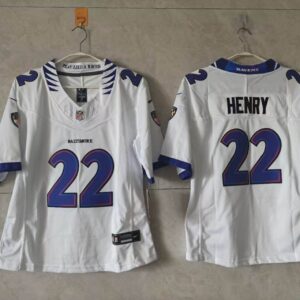 Baltimore Ravens 22 Derrick Henry White 2026 New F.U.S.E. Vapor Limited Women Jersey