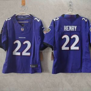 Baltimore Ravens 22 Derrick Henry Purple  2026 New F.U.S.E. Vapor Limited Women Jersey