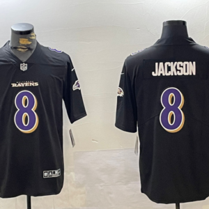 Nike Ravens 8 Lamar Jackson Black Fashion Vapor Limited Men Jersey
