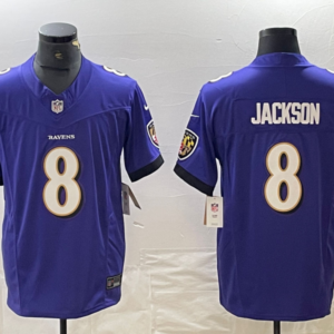 Nike Ravens 8 Lamar Jackson Purple 2023 F.U.S.E Vapor Limited Men Jersey