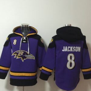 Nike Ravens 8 Lamar Jackson Purple Hoodie Sweatshirt