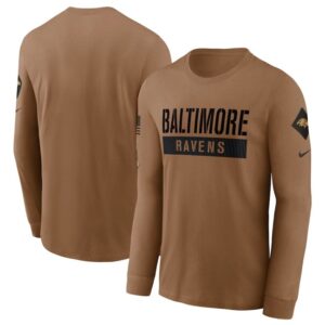 Ravens 2023 Brown Salute To Service Long Sleeve T-Shirt