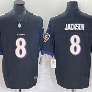Nike Ravens 8 Lamar Jackson Black 2023 F.U.S.E Vapor Limited Men Jersey