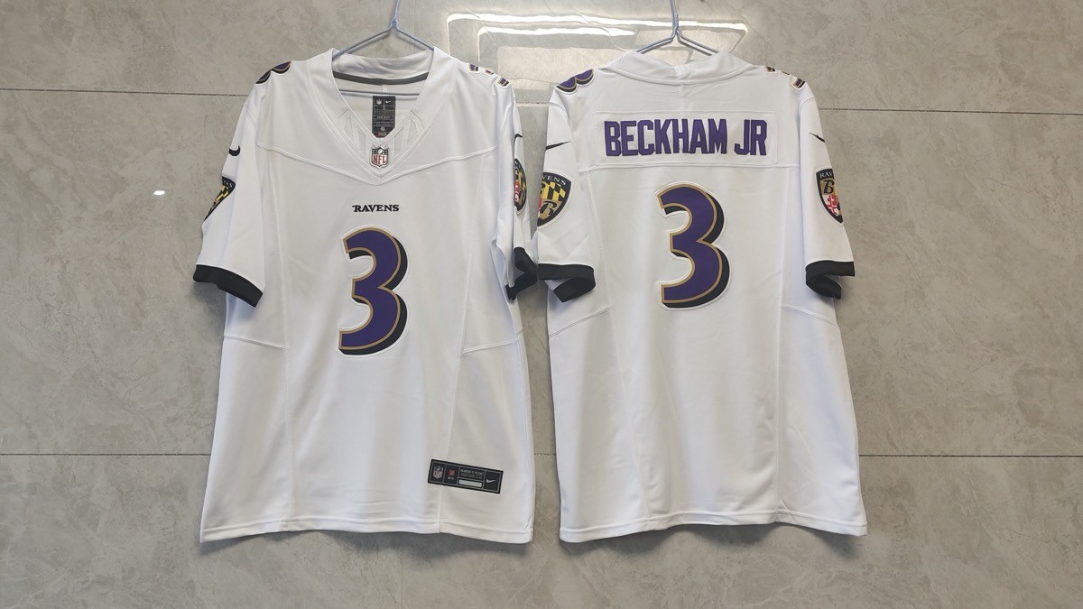 Nike Ravens 3 Odell Beckham White 2023 F.U.S.E Vapor Limited Men Jersey