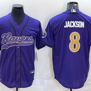 Nike Ravens 8 Lamar Jackson Purple Gold Vapor Baseball Limited Men Jersey