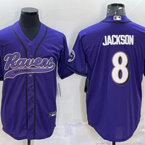Nike Ravens 8 Lamar Jackson Purple Vapor Baseball Limited Men Jersey