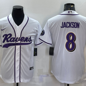 Nike Ravens 8 Lamar Jackson White Vapor Baseball Limited Men Jersey