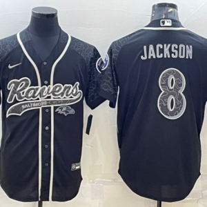 Nike Ravens 8 Lamar Jackson Black Reflective Vapor Baseball Limited Men Jersey
