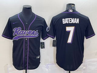Nike Ravens 7 Rashod Bateman Black With Patch Vapor Baseball Limited Men Jersey