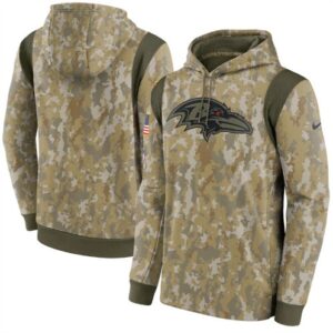 Nike Baltimore Ravens Camo 2021 Salute To Service Therma Performance Pullover Hoodie