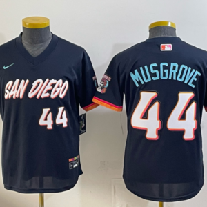 San Diego Padres 44 Musgrove Navy 2026 City Connect Cool Base Youth Jersey