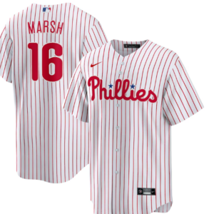 MLB Phillies 16 Brandon Marsh White Nike Cool Base Men Jersey