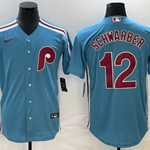 MLB Phillies 12 Kyle Schwarber Blue Nike Cool Base Men Jersey