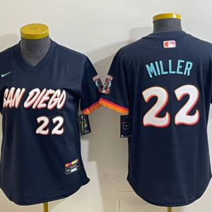 San Diego Padres 22 Miller Navy 2026 City Connect Cool Base Youth Jersey