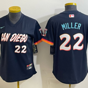 San Diego Padres 22 Miller Navy 2026 City Connect Cool Base Women Jersey