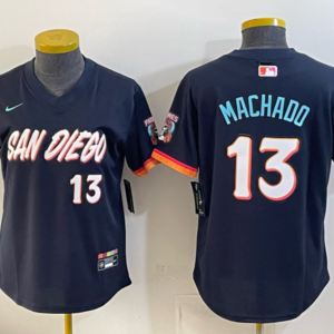 San Diego Padres 13 Manny Machado Navy 2026 City Connect Cool Base Women Jersey(without button)