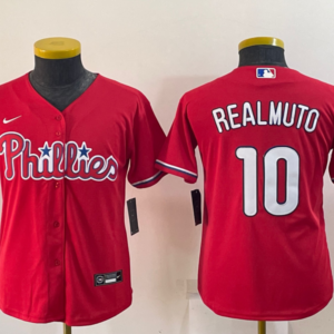 MLB Phillies 10 JT Realmuto Red Nike Cool Base Youth Jersey