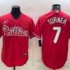 MLB Phillies 7 Trea Turner Red Nike Cool Base Men Jersey