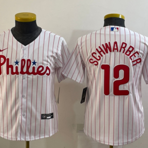 MLB Phillies 12 Kyle Schwarber White Nike Cool Base Youth Jersey