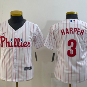MLB Phillies 3 Bryce Harper White Nike Cool Base Women Jersey
