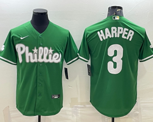 MLB Phillies 3 Bryce Harper Green Nike Cool Base Men Jersey