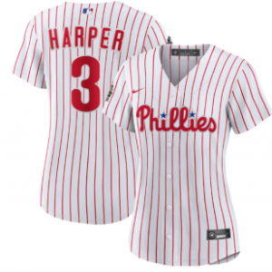 MLB Phillies 3 Bryce Harper White 2022 World Series Nike Cool Base Women Jersey(Run Small)