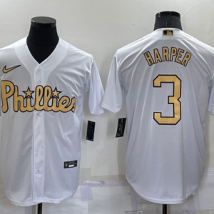 MLB Phillies 3 Bryce Harper White 2022 All-Star Cool Base Men Jersey