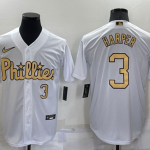 MLB Phillies 3 Bryce Harper White 2022 All-Star Nike Cool Base Men Jersey