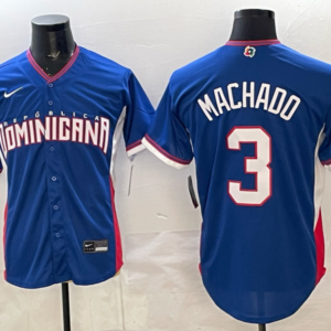 Team Dominican Republic Padres 3 Machado Blue 2026 World Cup Cool Base Men Jersey