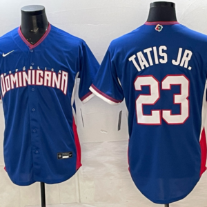 Team Dominican Republic Padres 23 Tatis Jr Blue 2026 World Cup Cool Base Men Jersey
