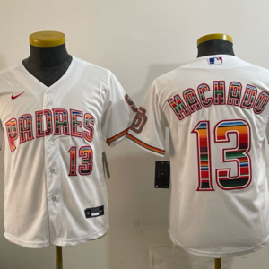 San Diego Padres 13 Machado White Mexico Cool Base Youth Jersey