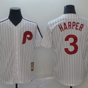 MLB Phillies 3 HARPER White Cool Base Men Jersey