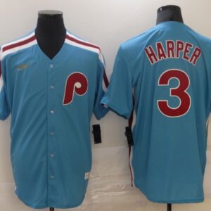 MLB Phillies 3 HARPER Blue Cool Base Men Jersey