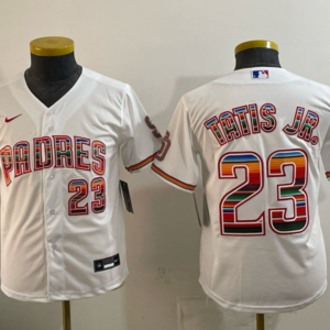 San Diego Padres  23 Tatis Jr White Mexico Cool Base Youth Jersey