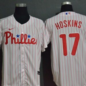 MLB Phillies 17 Rhys Hoskins White 2020 Nike Cool Base Men Jersey