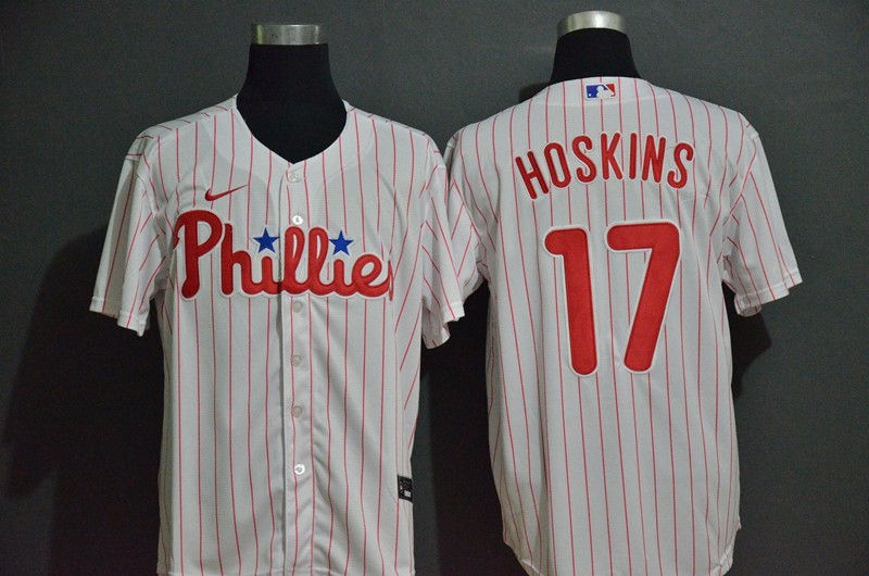 MLB Phillies 17 Rhys Hoskins White 2020 Nike Cool Base Men Jersey