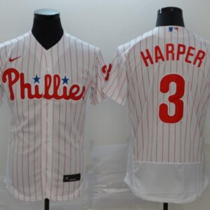 MLB Phillies 3 Bryce Harper White Nike Men Jersey