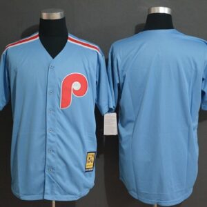 MLB Phillies Blank Light Blue Cool Base Cooperstown Men Jersey