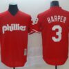 MLB Phillies 3 Bryce Harper Red Throwback Men Jersey