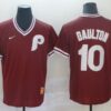 MLB Phillies 10 Darren Daulton Red Nike Cooperstown Collection Legend V-Neck Men Jersey