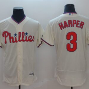 MLB Phillies 3 Bryce Harper Cream Flex Base Men Jersey