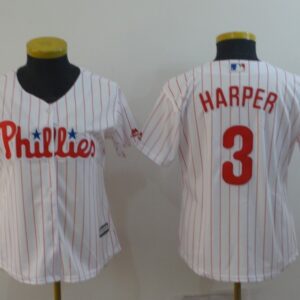 MLB Phillies 3 Bryce Harper White Cool Base Women Jersey