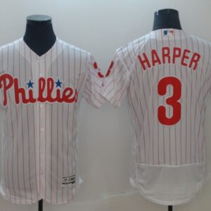 MLB Phillies 3 Bryce Harper White Flex Base Men Jersey